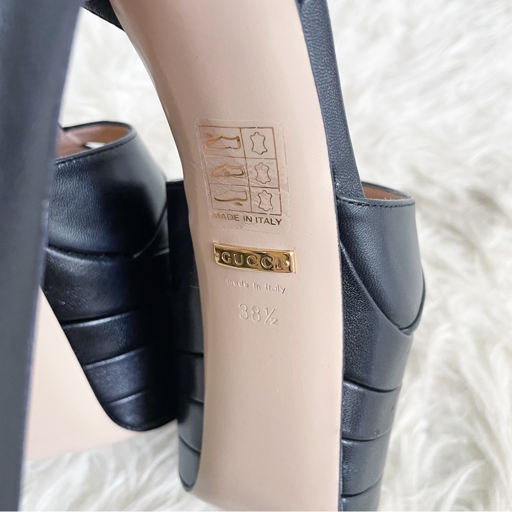 Gucci Angel Platform Pump Black Leather size 38.5 - Picture 7 of 15
